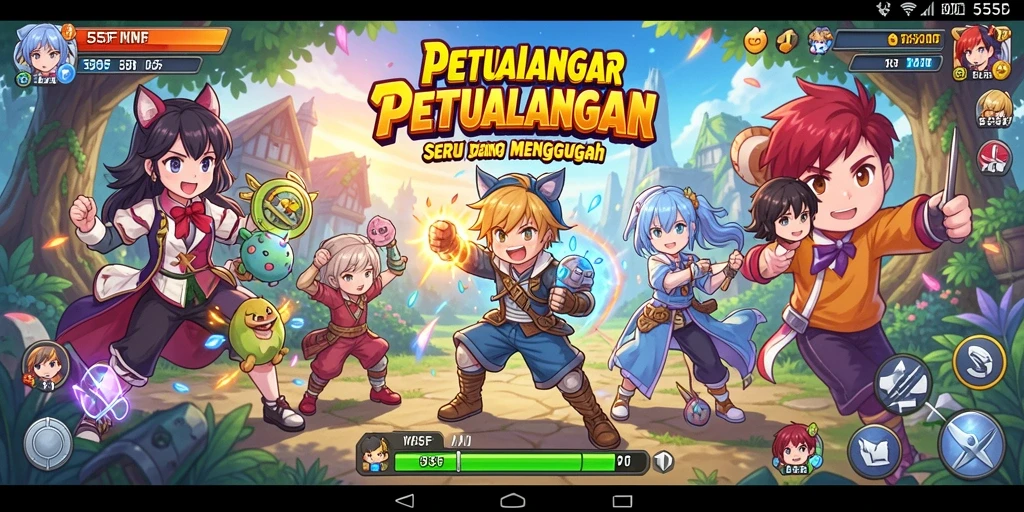 Tampilan gameplay menarik dari 555F yang penuh aksi dan petualangan.
