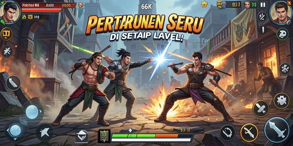 Screenshot menampilkan pertarungan epik di dalam 66K.