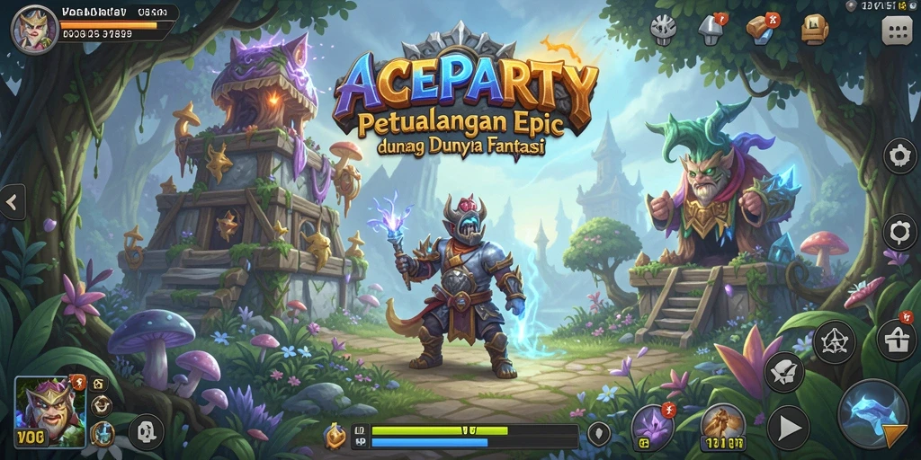 Tampilan gameplay seru di ACEPARTY dengan karakter berpetualang.
