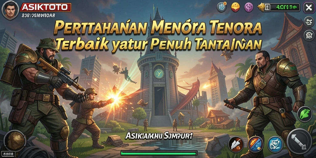 Screenshot gameplay ASIKTOTO menunjukkan suasana menara pertahanan yang intens.