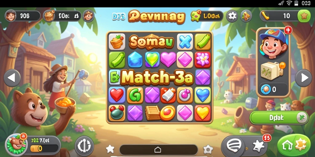 Tampilan gameplay D73 yang menantang dan penuh warna.