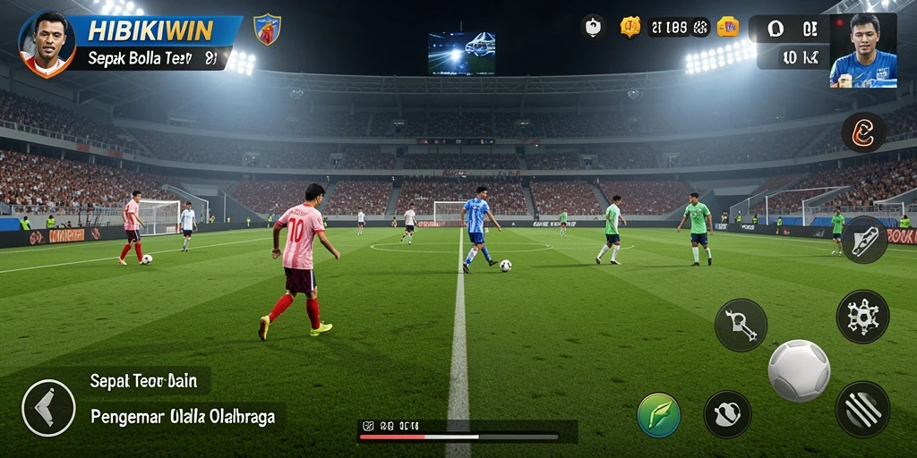 Menampilkan aksi seru di lapangan sepak bola HIBIKIWIN.