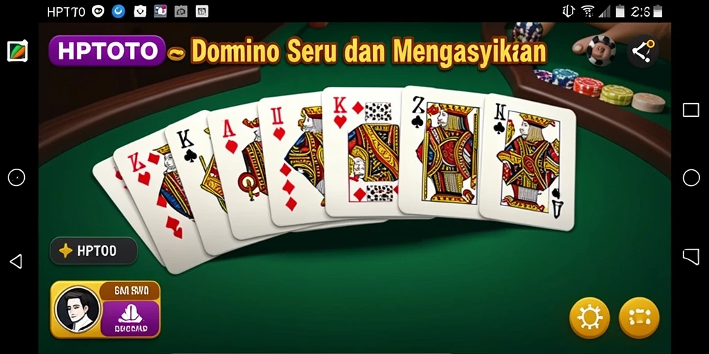 Screenshot utama HPTOTO menampilkan aksi seru bermain domino.