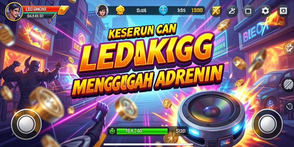 Tangkapan layar gameplay LEDAKGG yang menegangkan dan penuh warna.