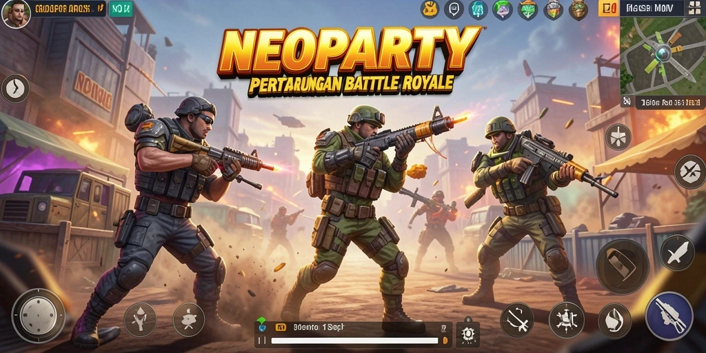 Tampilan gameplay seru dan mendebarkan dalam NEOPARTY.