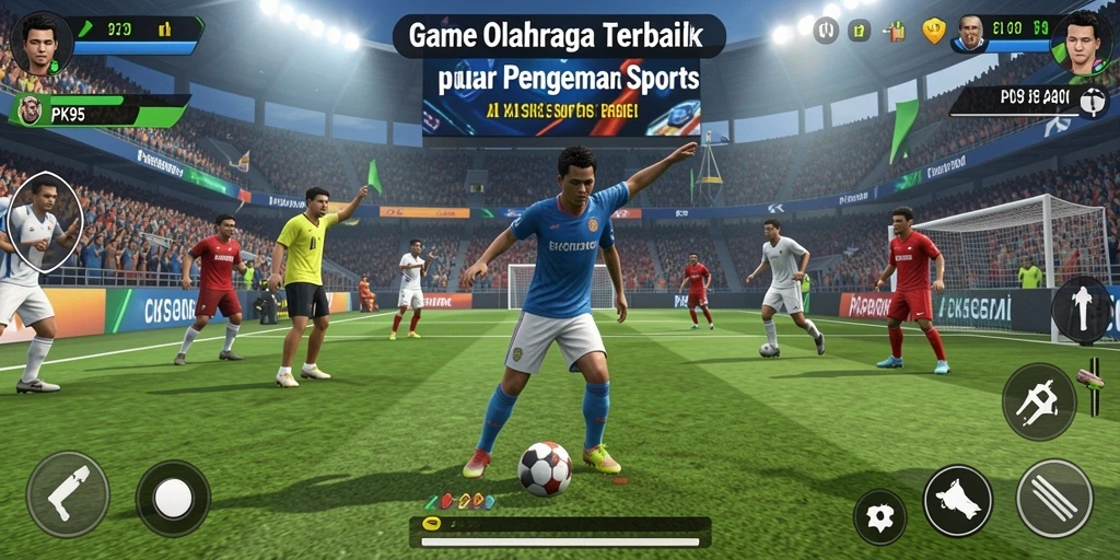 Tampilan gameplay PK95 dengan aksi olahraga yang seru dan menegangkan.
