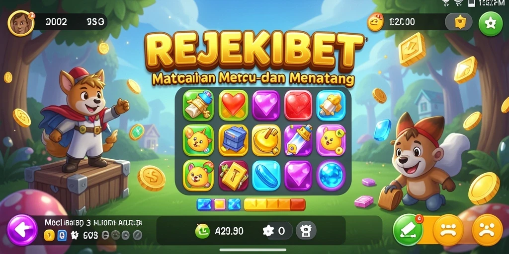Tampilan gameplay menantang dari REJEKIBET dengan elemen Match-3.