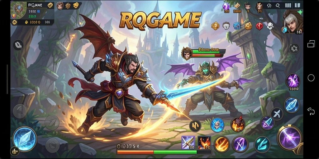 Tampilan gameplay RPGAME dengan pertarungan yang intens dan karakter unik.