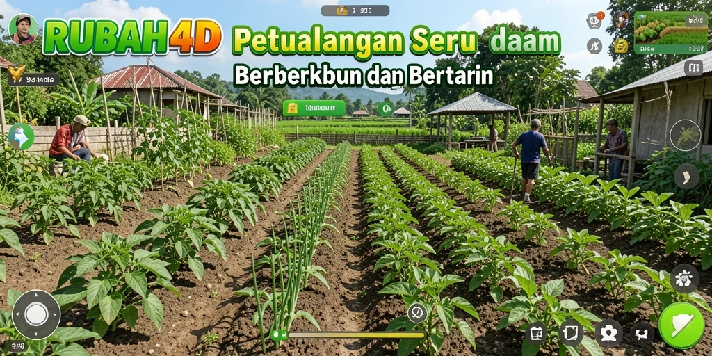 Screenshot RUBAH4D menampilkan aksi seru saat berkebun dan merawat hewan.