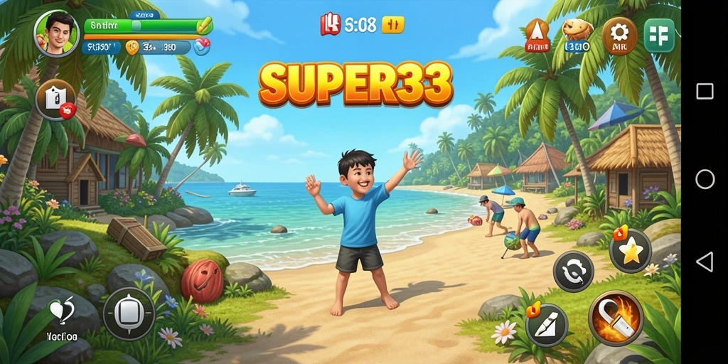 Screenshot gameplay SUPER33 yang menampilkan pengalaman bermain santai dan menyenangkan.