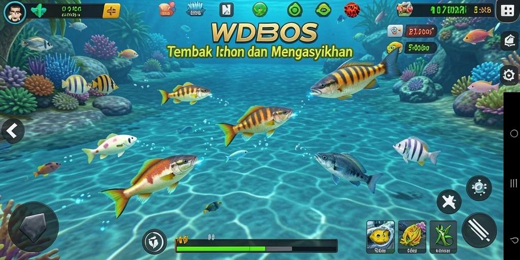 Tangkapan layar WDBOS menampilkan aksi seru dalam tembak ikan.